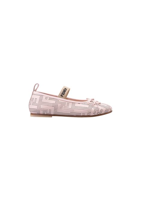 Ballerine Rosa Con Motivo FF Traforato FENDI KIDS | JFR479-AORAF1NJD